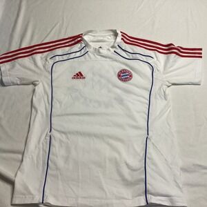 Adidas FC Bayern Munich Mens Soccer Jersey White Red Blue Regular Fit Medium